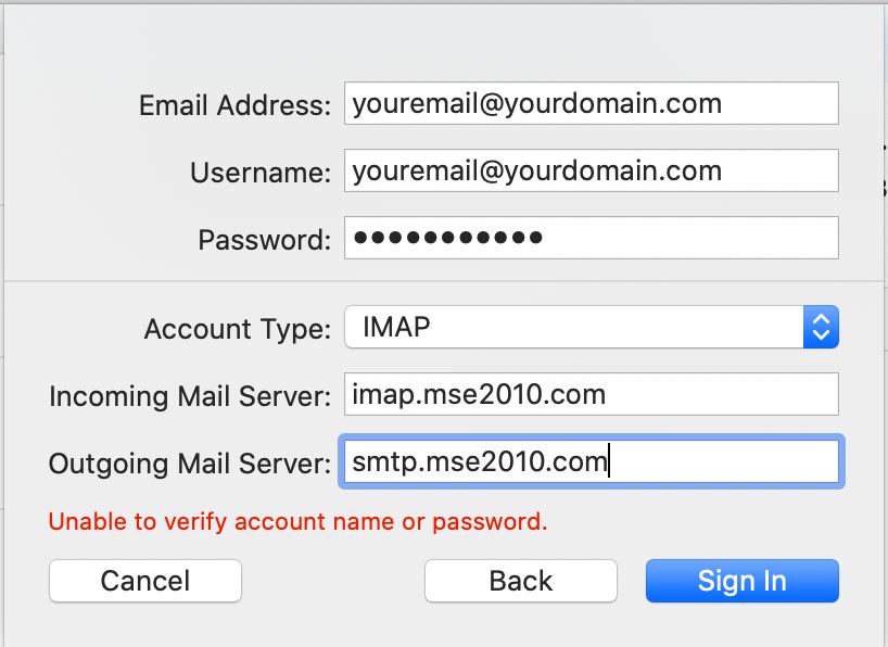 mac mail exchange status